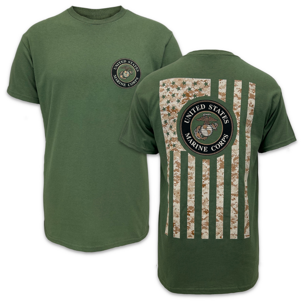 Marines Camo Flag T-Shirt (OD Green)