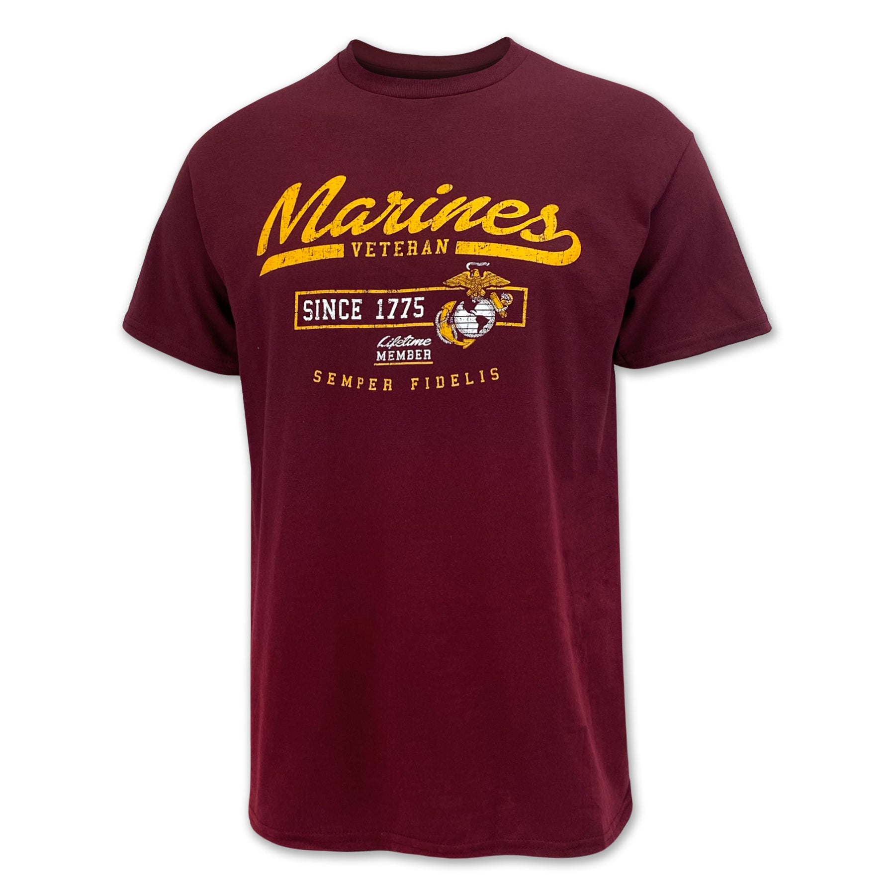 Marines Veteran Lifetime Member T-Shirt (Maroon) XL
