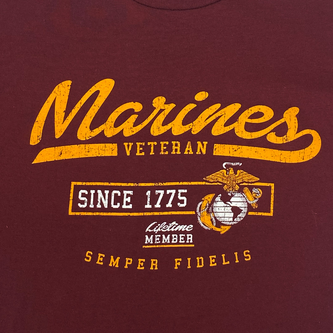 Marines Veteran Lifetime Member T-Shirt (Maroon)