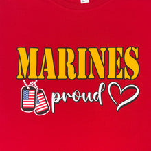 Load image into Gallery viewer, Marines Proud Ladies Dog Tag T-Shirt (Red)