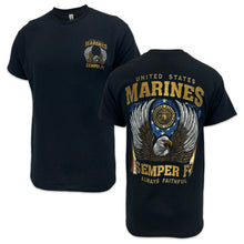 Load image into Gallery viewer, Marines Gold Eagle Semper Fi T-Shirt (Black)