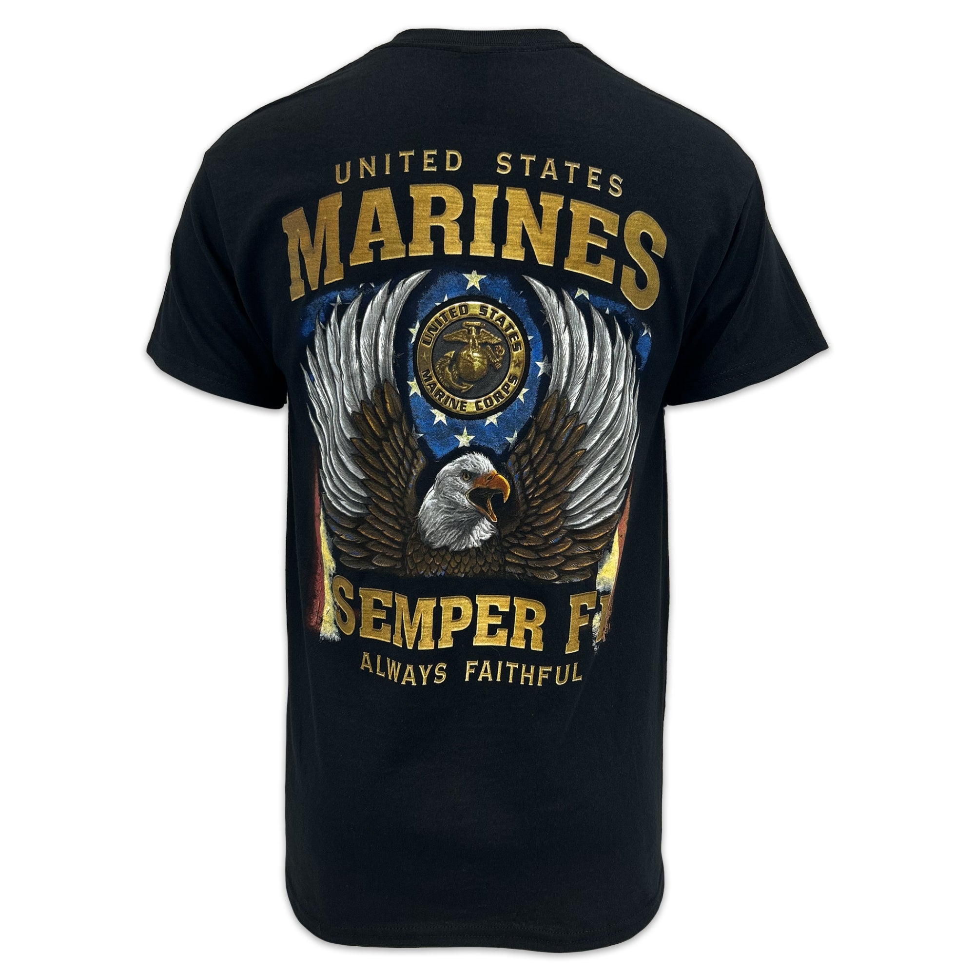 Marines Gold Eagle Semper Fi T-Shirt (Black)