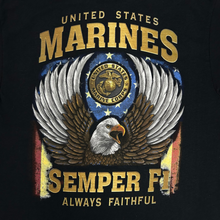 Load image into Gallery viewer, Marines Gold Eagle Semper Fi T-Shirt (Black)