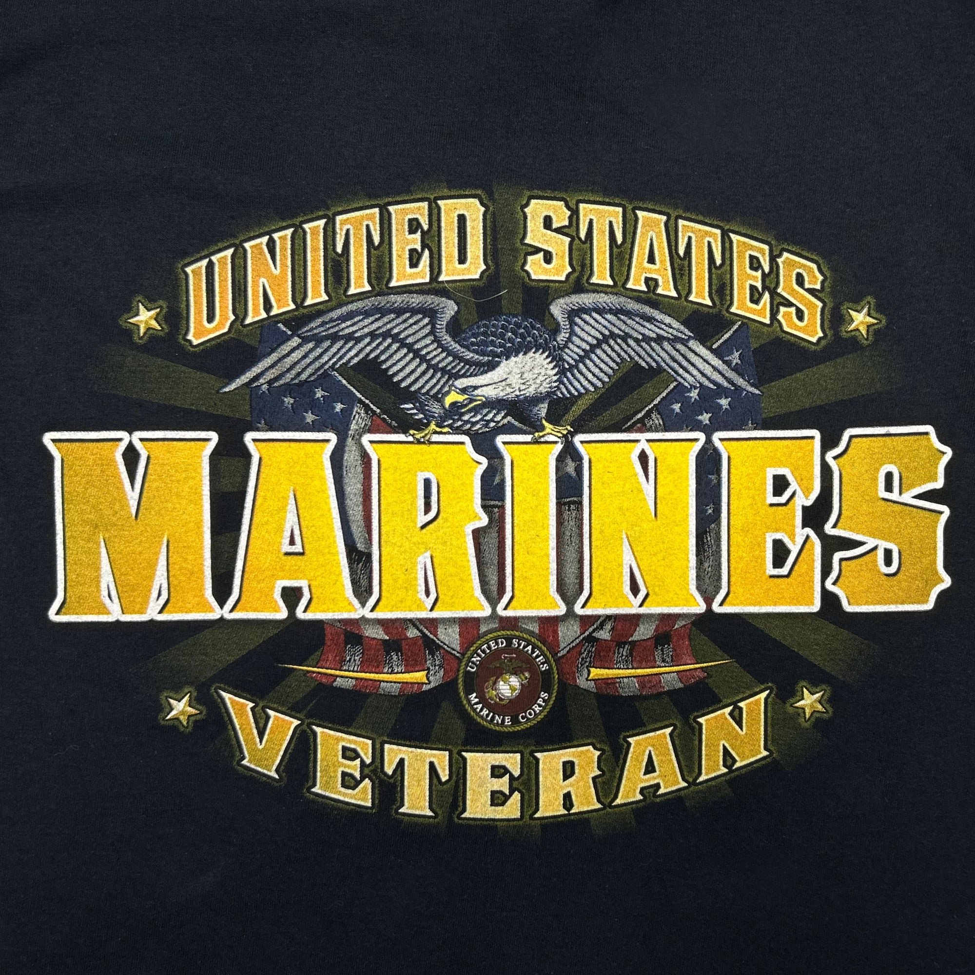 United States Marines Veteran Perched Eagle T-Shirt (Black)