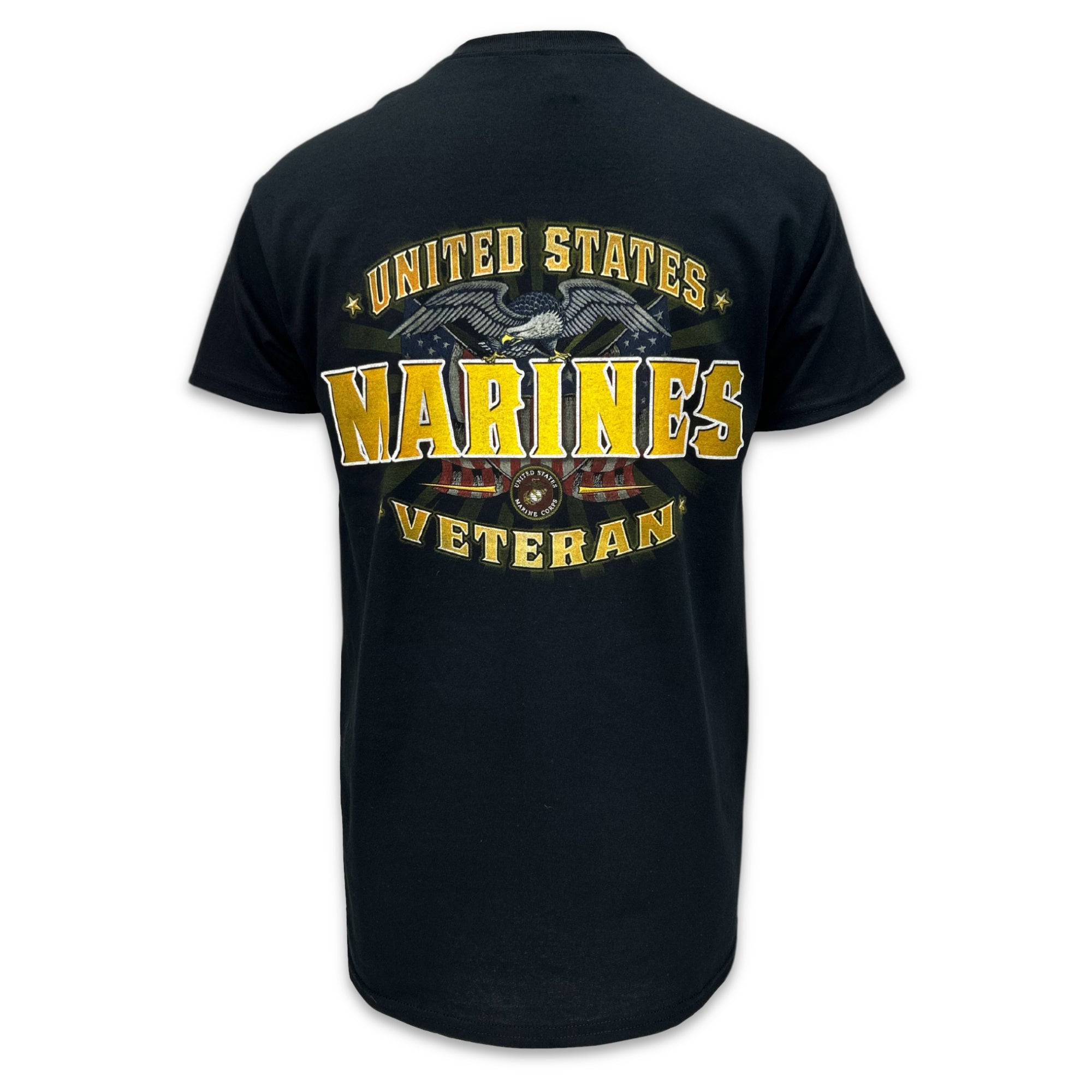 United States Marines Veteran Perched Eagle T-Shirt (Black)