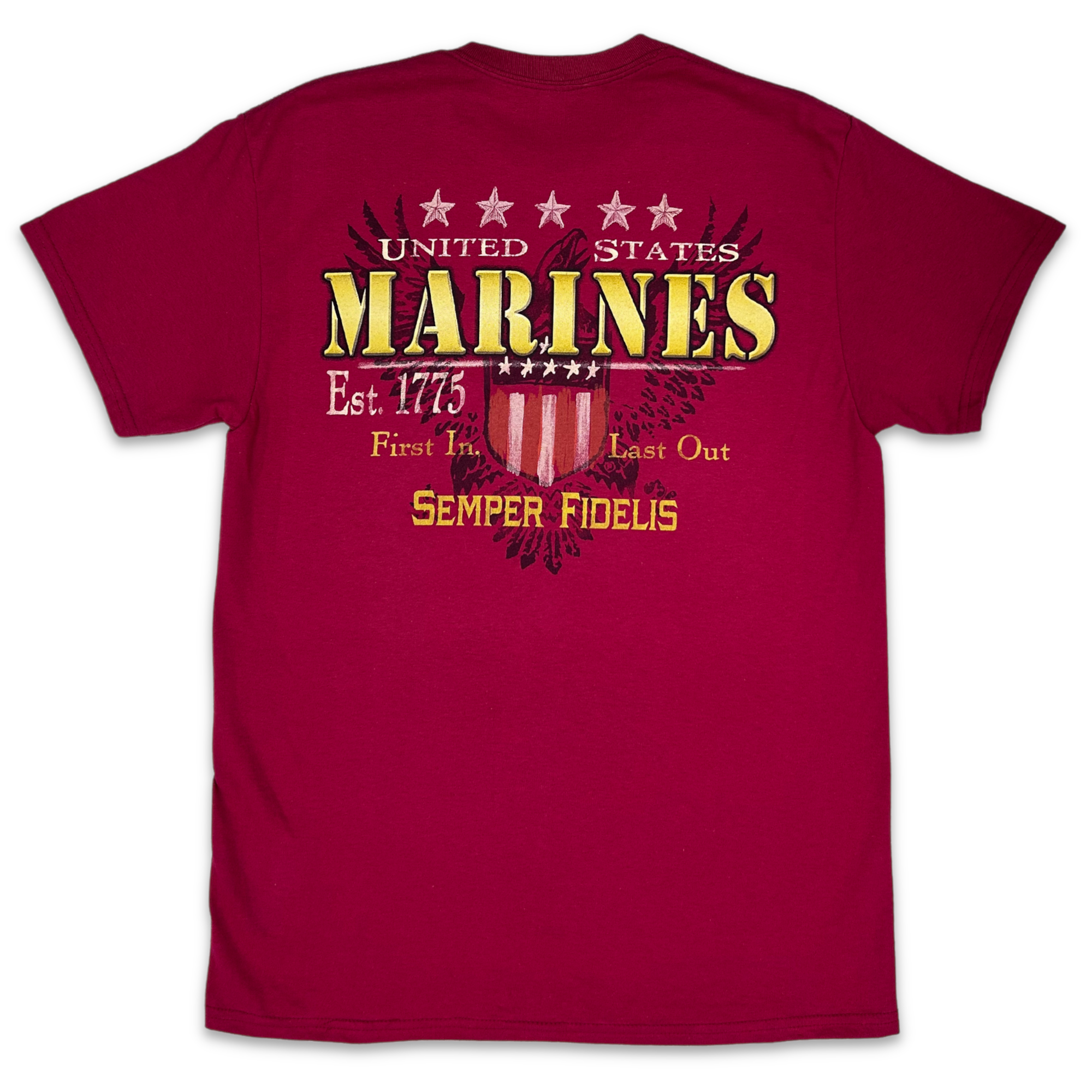 United States Marines Shield Grunge T-Shirt (Red)