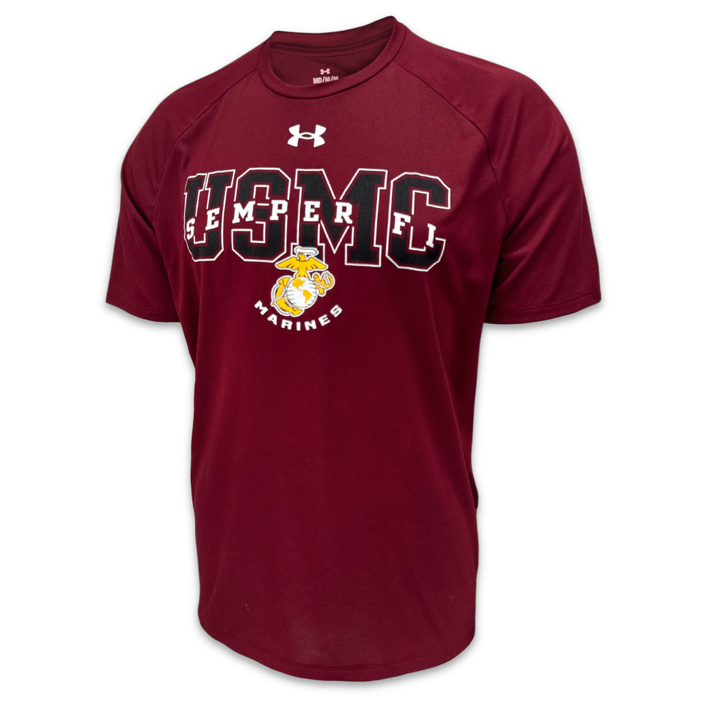 USMC Under Armour Semper Fi EGA Tech T-Shirt (Cardinal)