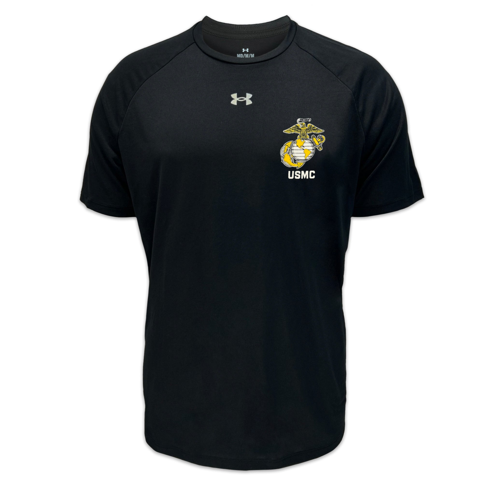 Marines Under Armour Left Chest EGA Tech T-Shirt (Black)