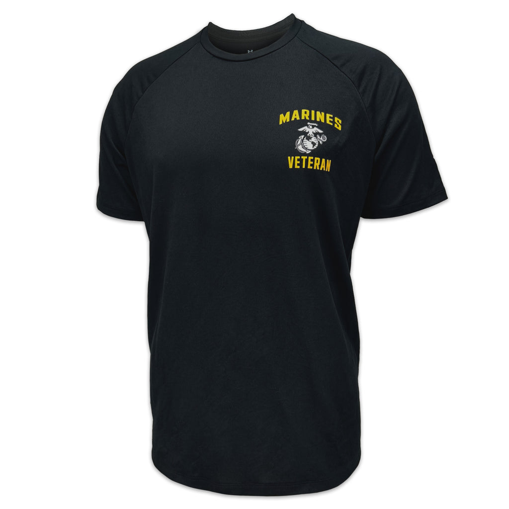 Marines Under Armour Left Chest EGA Veteran Tech T-Shirt (Black)