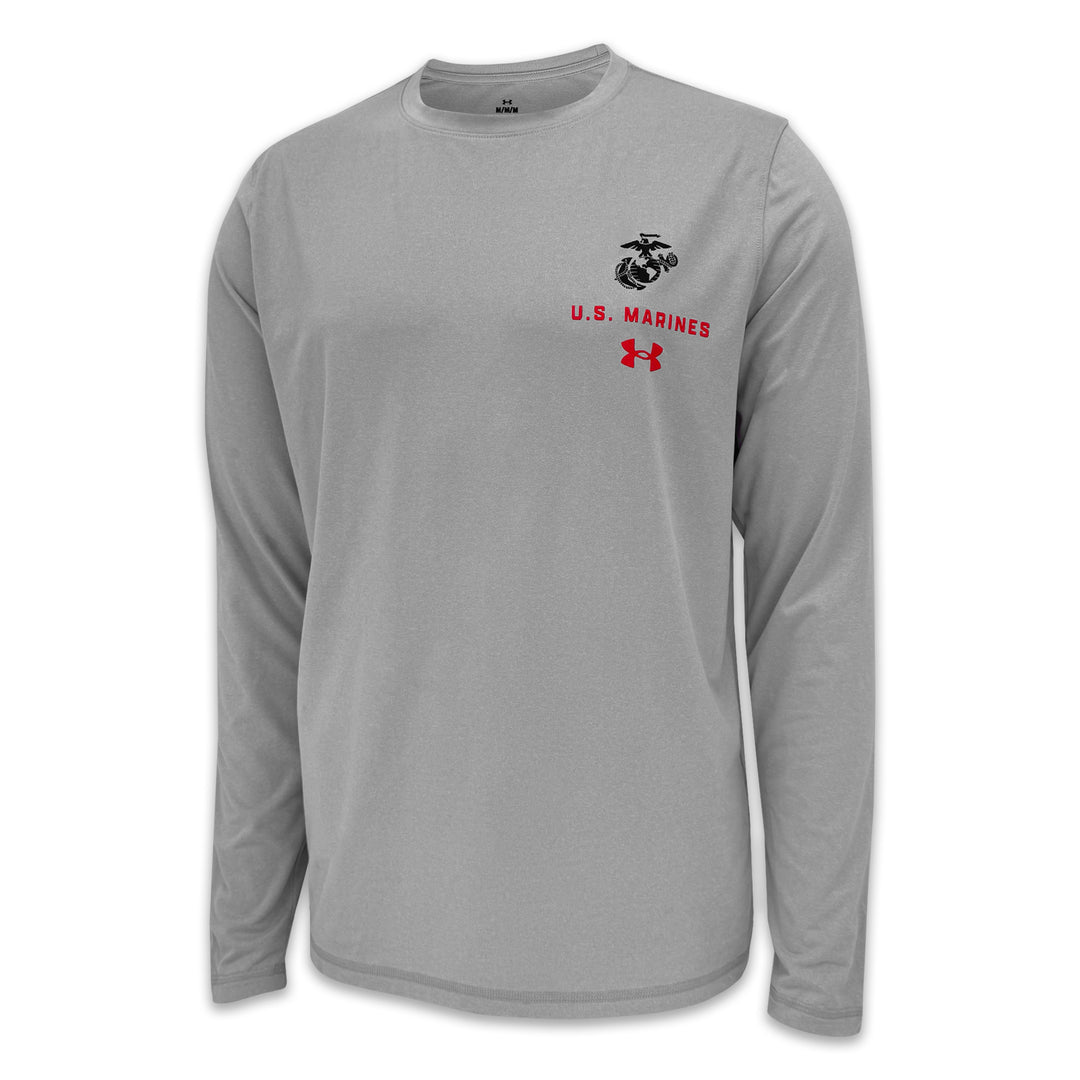 United States Marines EGA Under Armour Tech Long Sleeve T-Shirt (Grey)