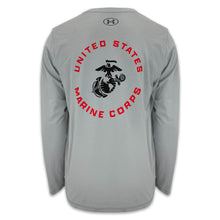 Load image into Gallery viewer, United States Marines EGA Under Armour Tech Long Sleeve T-Shirt (Grey)
