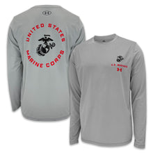 Load image into Gallery viewer, United States Marines EGA Under Armour Tech Long Sleeve T-Shirt (Grey)