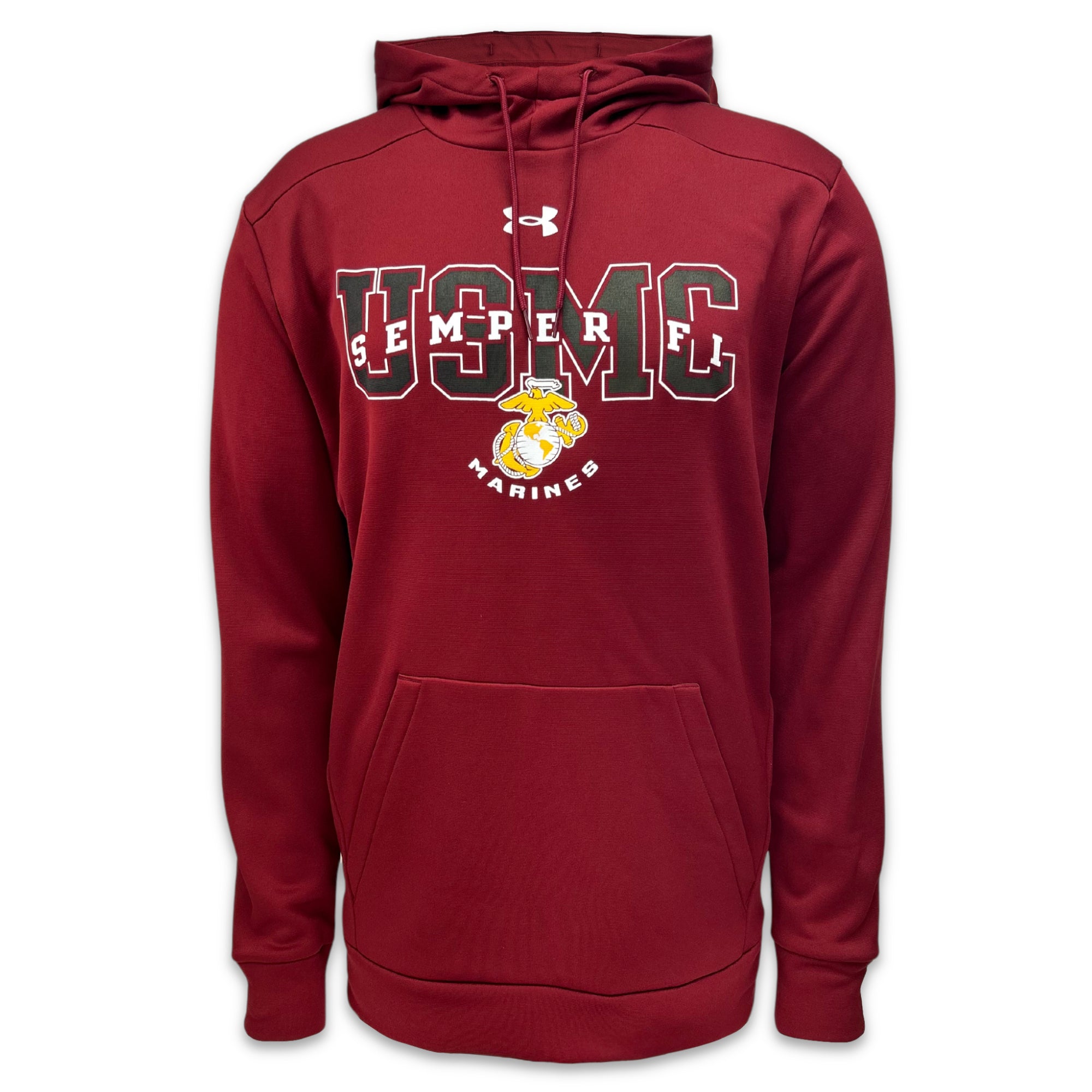 USMC Under Armour Semper Fi EGA Armour Fleece Hood (Cardinal)