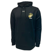 Load image into Gallery viewer, Marines Under Armour Left Chest EGA Armour Fleece Hood (Black)