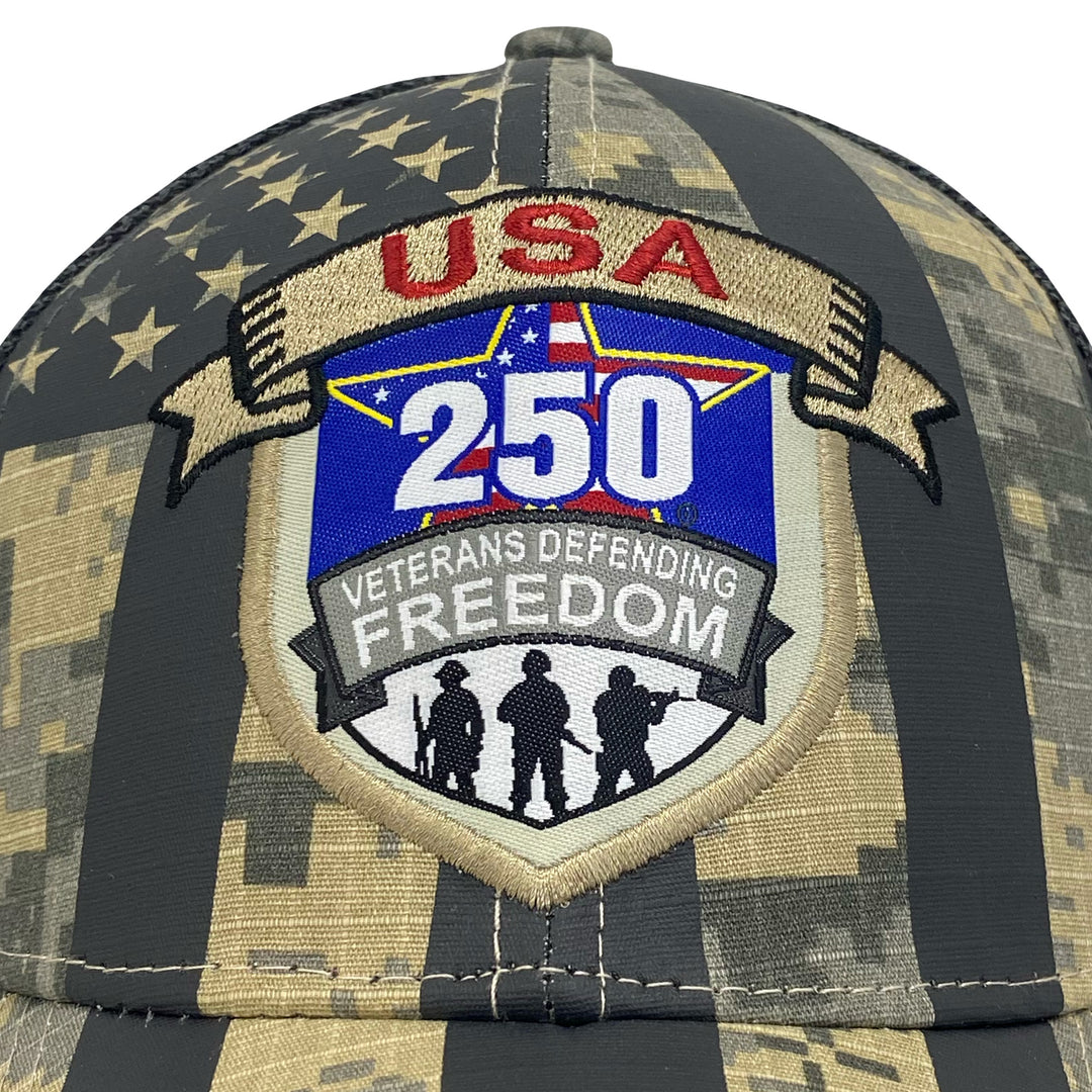 USA 250 Veterans Defending Freedom Mesh Back Hat
