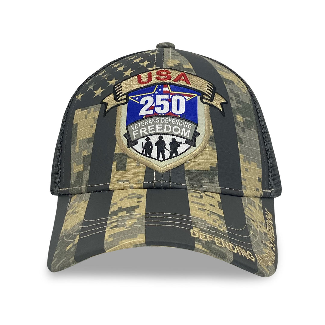 USA 250 Veterans Defending Freedom Mesh Back Hat