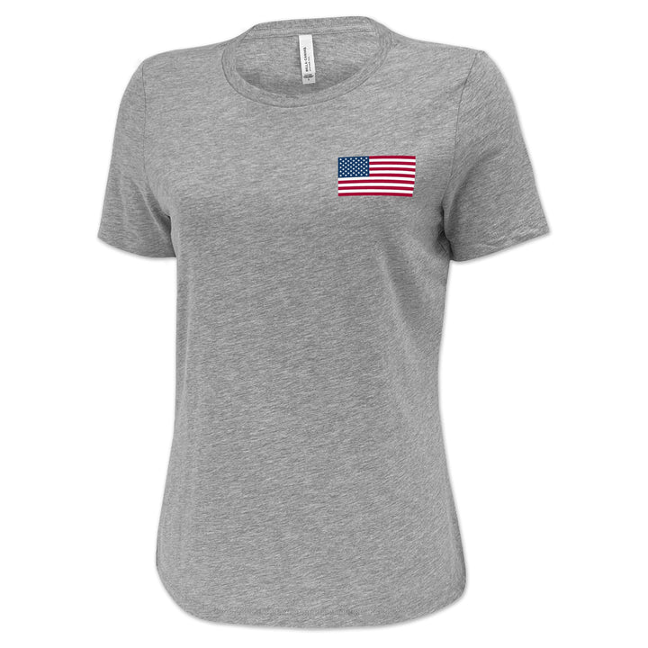 USA Flag Ladies Left Chest T-Shirt