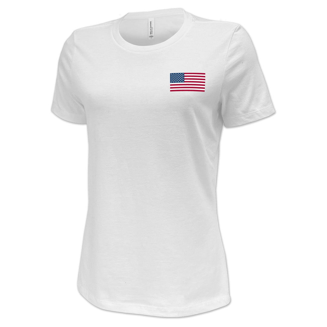 USA Flag Ladies Left Chest T-Shirt