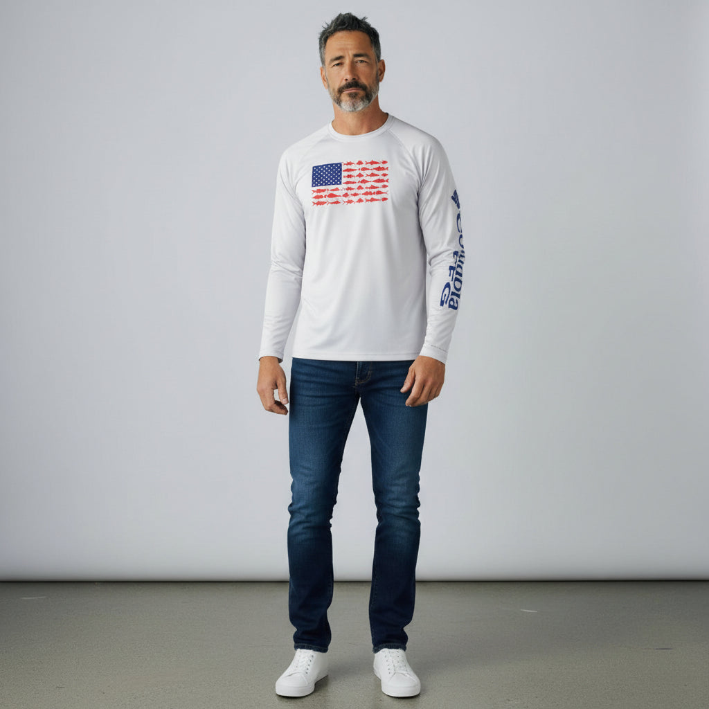USA Flag Columbia Terminal Tackle Long Sleeve T*