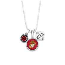 Load image into Gallery viewer, U.S. Marines EGA Triple Charm Wife Necklace