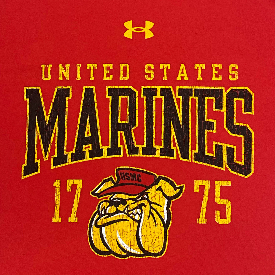 United States Marines Bulldog Under Armour Tech Stretch T-Shirt (Red)