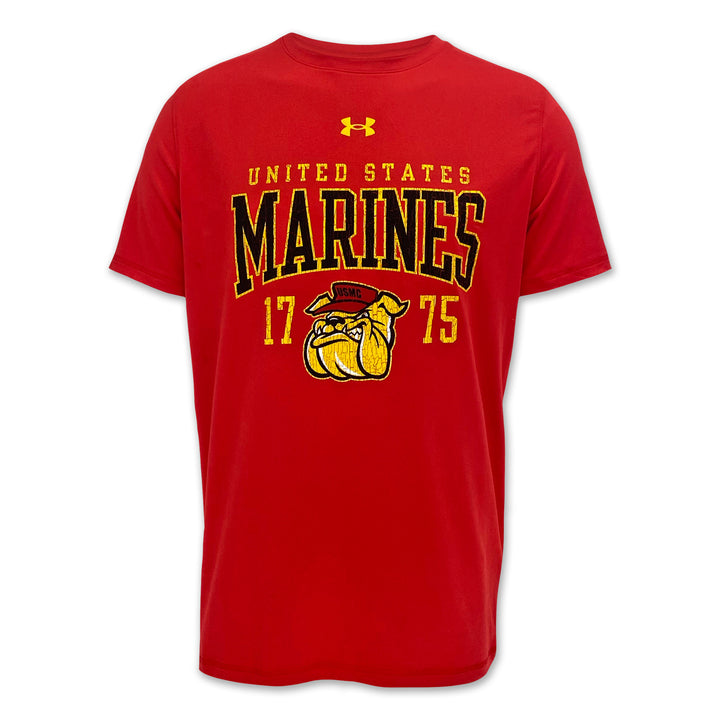 United States Marines Bulldog Under Armour Tech Stretch T-Shirt (Red)