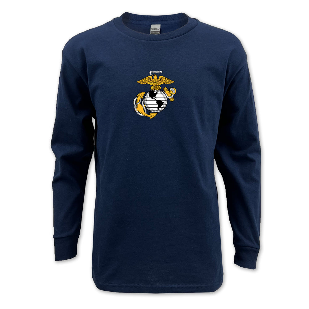 Pick Your Design Marines Youth Long Sleeve T-Shirt (Navy)