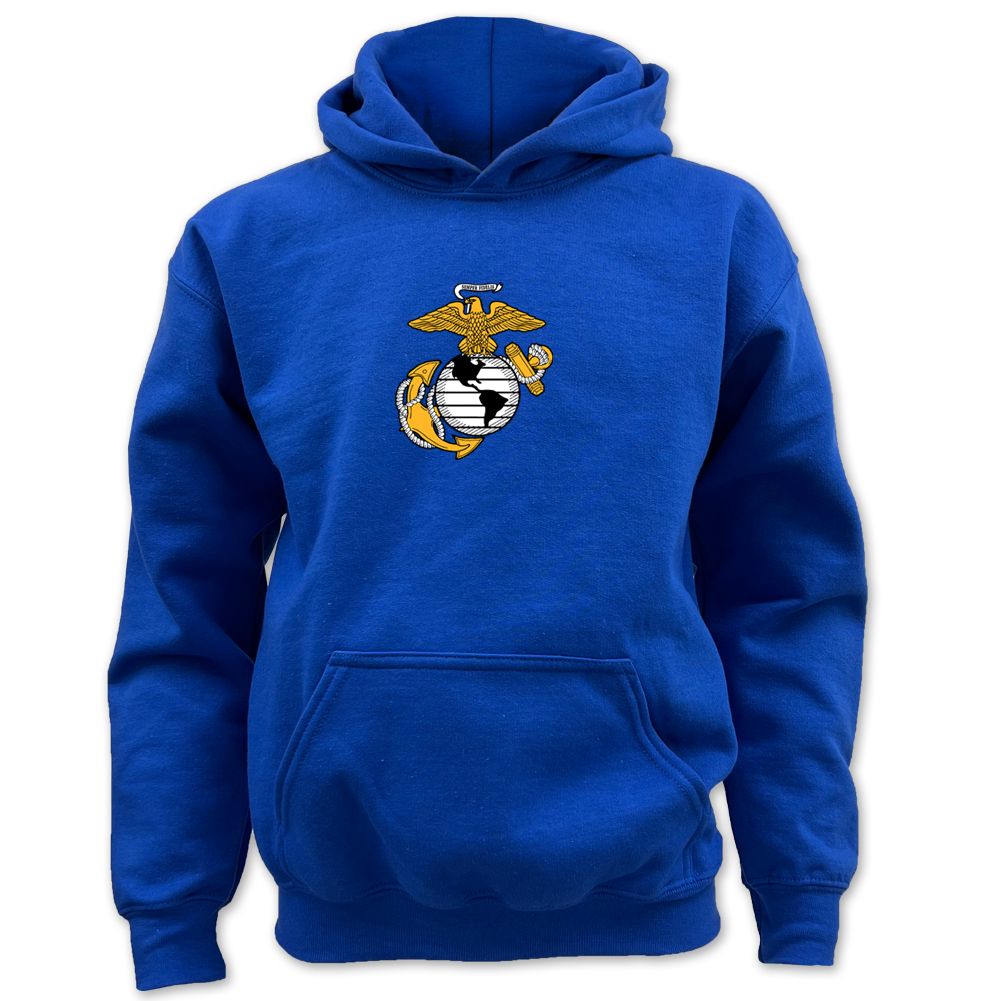 Pick Your Design Marines Youth Hooded Sweatshirt (Royal)