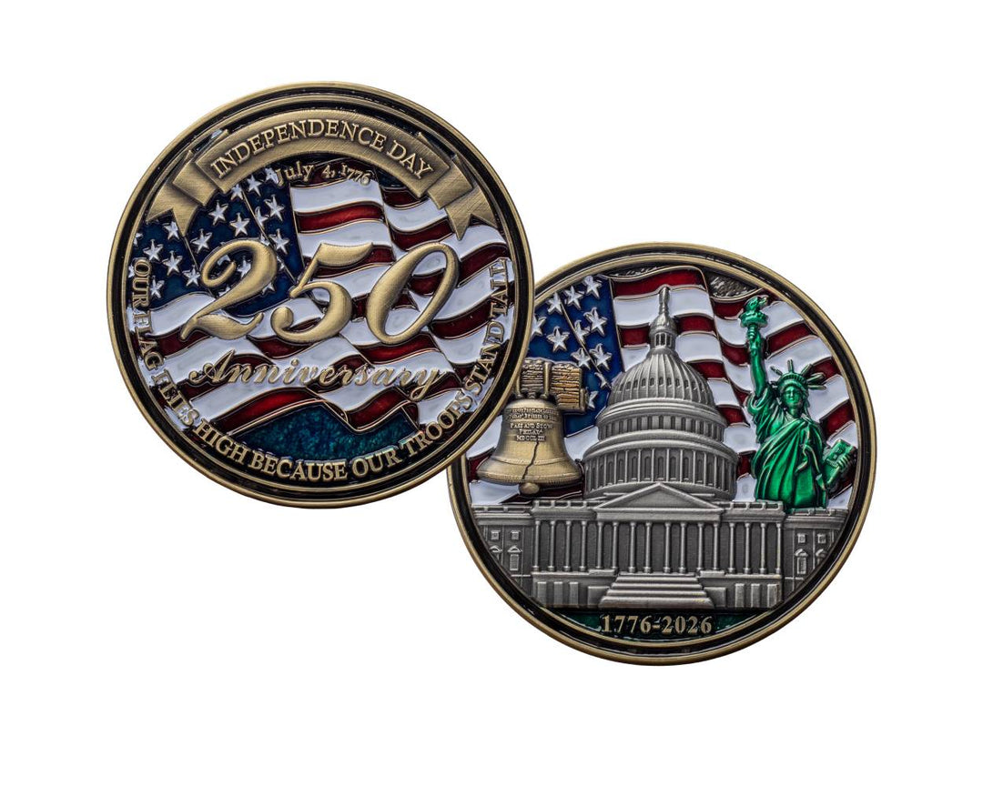Exclusive Limited Edition 3”x3” America 250 Challenge Coin