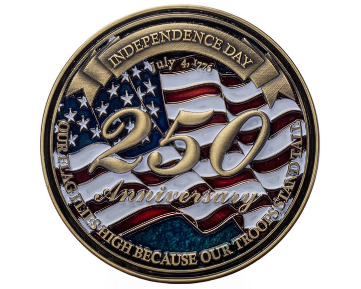 Exclusive Limited Edition 3”x3” America 250 Challenge Coin