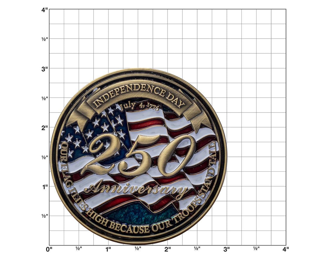 Exclusive Limited Edition 3”x3” America 250 Challenge Coin