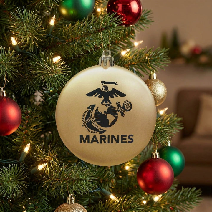 Marines EGA 3" Satin Finish Flat Shatterproof Ornament (Gold)