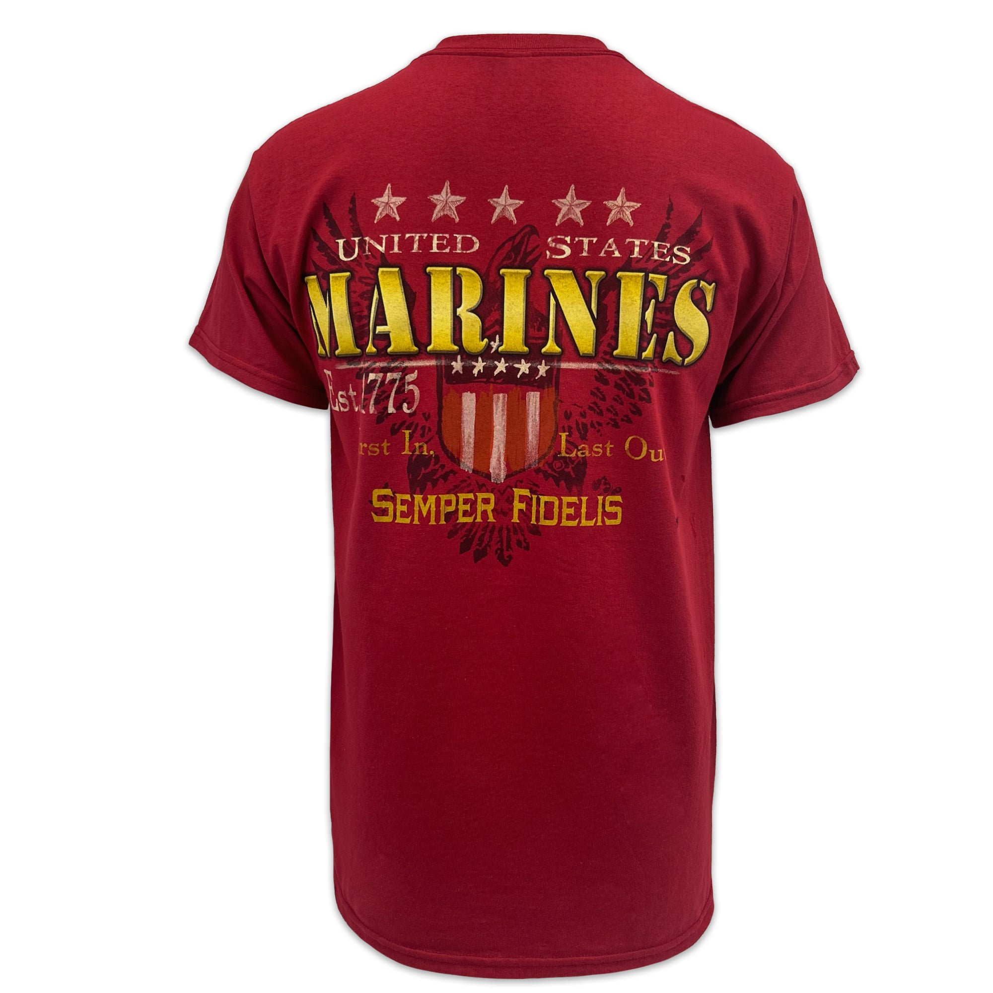 United States Marines Shield Grunge T-Shirt (Red)