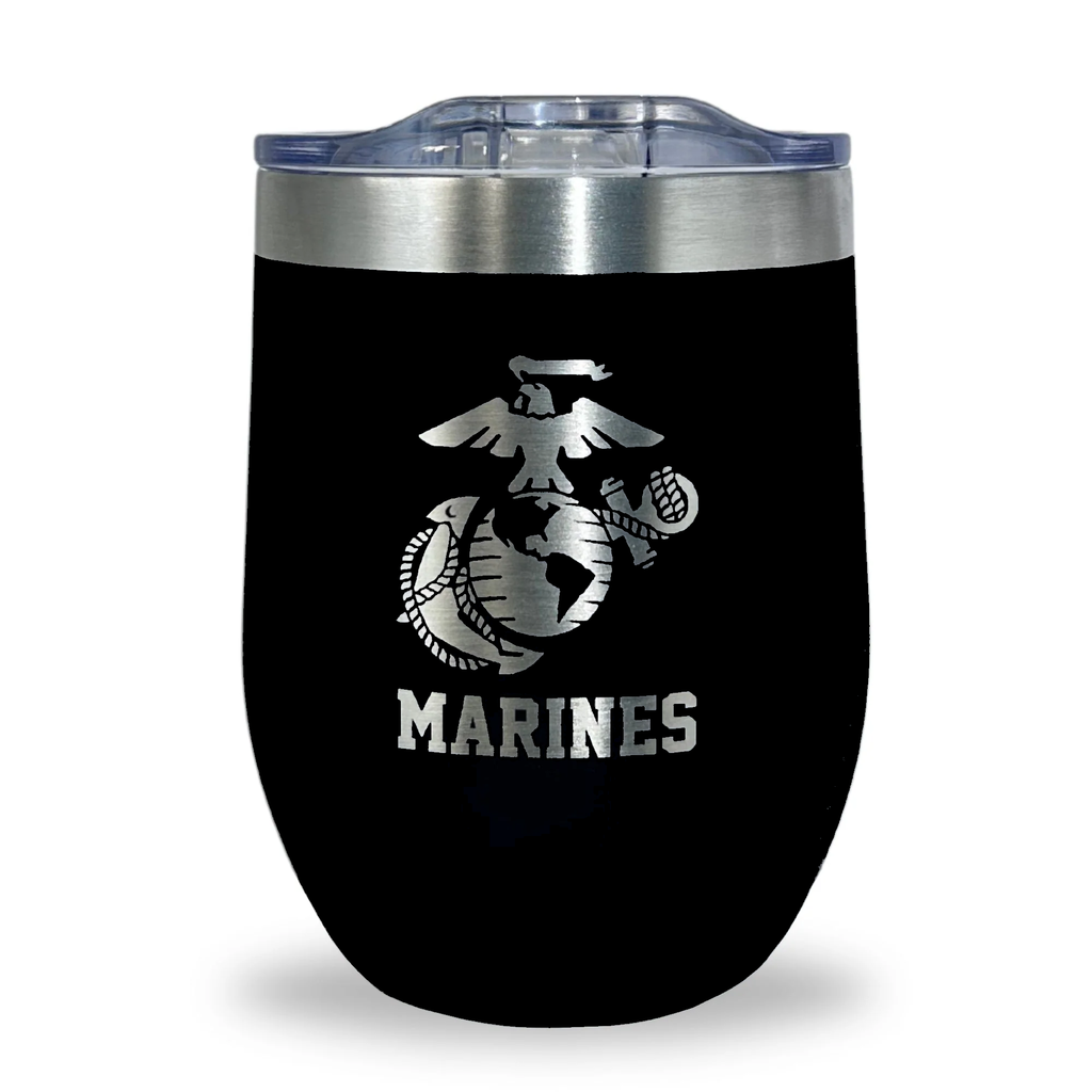 Marines EGA Stainless Steel Laser Etched 16oz Cooler (Black)