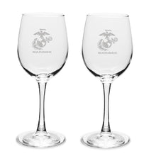Load image into Gallery viewer, Marines EGA Set of Two 12oz Wine Glasses with Stem