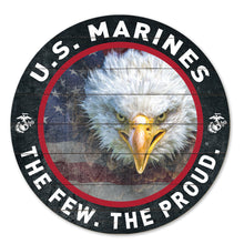 Load image into Gallery viewer, Marines Flag With Eagle Indoor Wood Circle Sign (20x20)