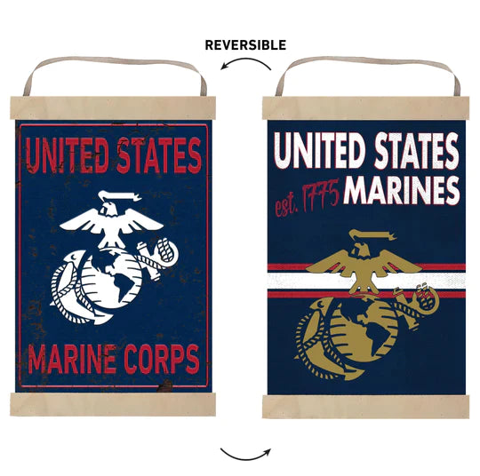 Marines Faux Rusted Reversible Banner