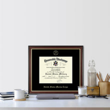 Load image into Gallery viewer, United States Marine Corps Honorable Discharge Certificate Frame (Horizontal)