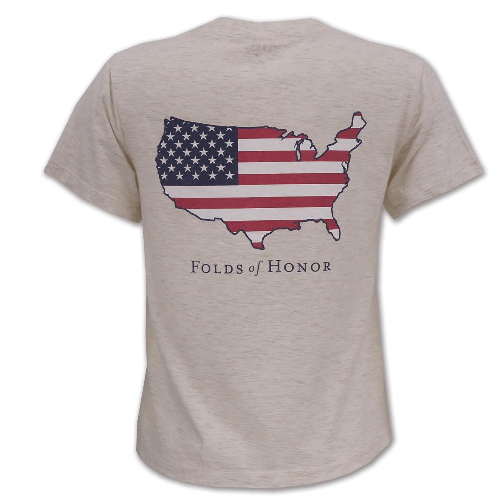 Folds of Honor Ladies USA Flag Intramural V-Neck T-Shirt (Heather Linen)