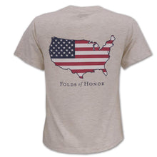 Load image into Gallery viewer, Folds of Honor Ladies USA Flag Intramural V-Neck T-Shirt (Heather Linen)