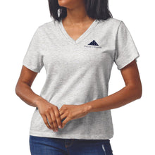 Load image into Gallery viewer, Folds of Honor Ladies USA Flag Intramural V-Neck T-Shirt (Heather Linen)