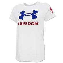 Load image into Gallery viewer, Under Armour Ladies Freedom Logo T-Shirt (white)