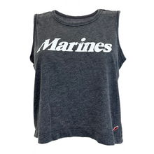 Load image into Gallery viewer, Marines Ladies Burnout Boxy Tank (Heather Black)