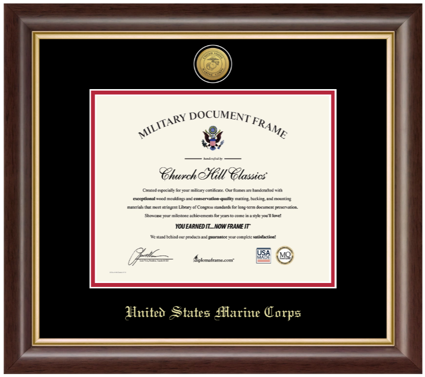 United States Marine Corps Gold Engraved Hampshire Certificate Frame (Horizontal)