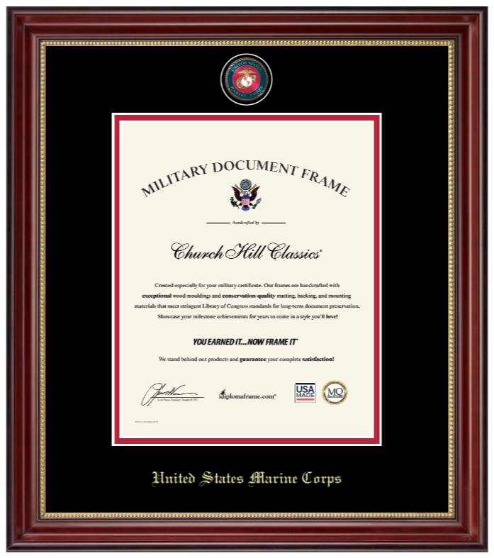 United States Marine Corps Masterpiece Medallion Certificate Frame (Vertical)