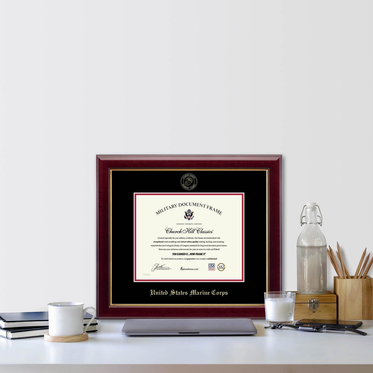 United States Marine Corps Gold Embossed Gallery Certificate Frame (Horizontal)