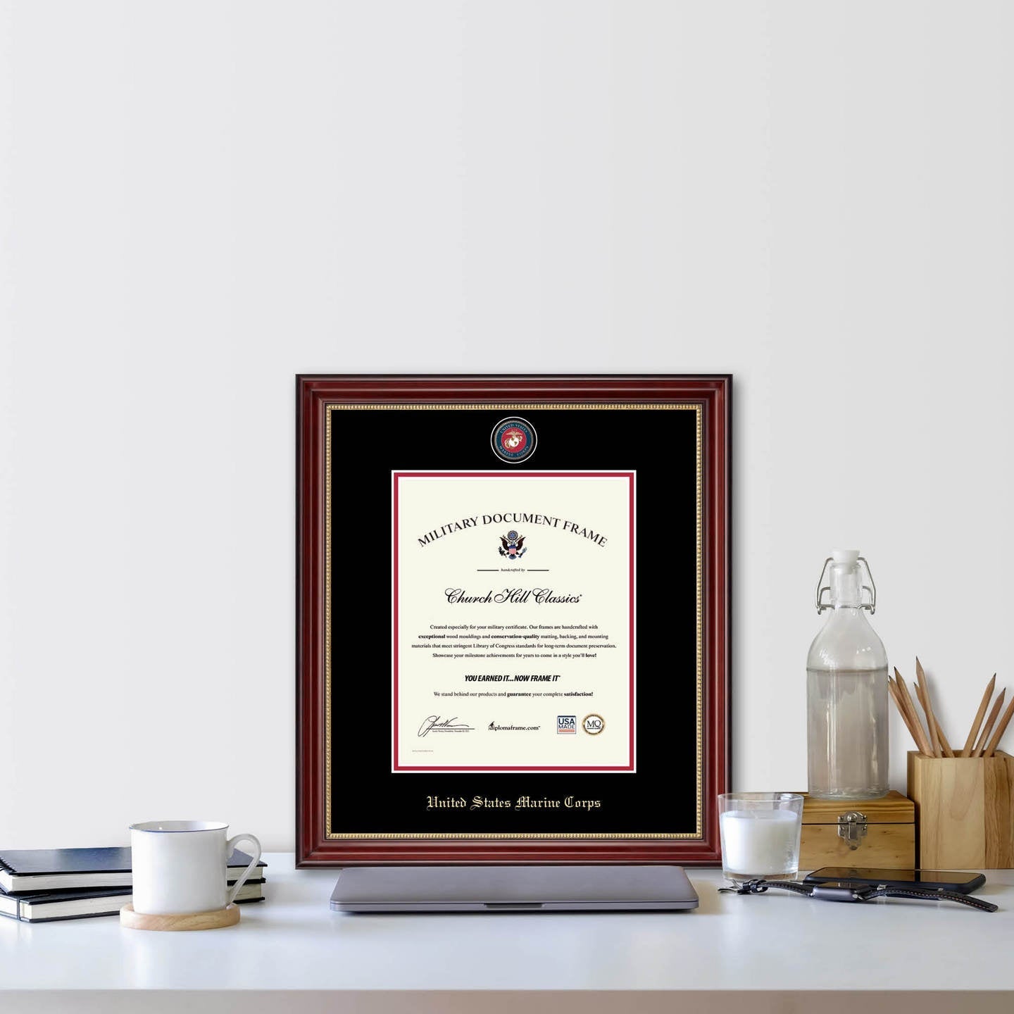 United States Marine Corps Masterpiece Medallion Certificate Frame (Vertical)