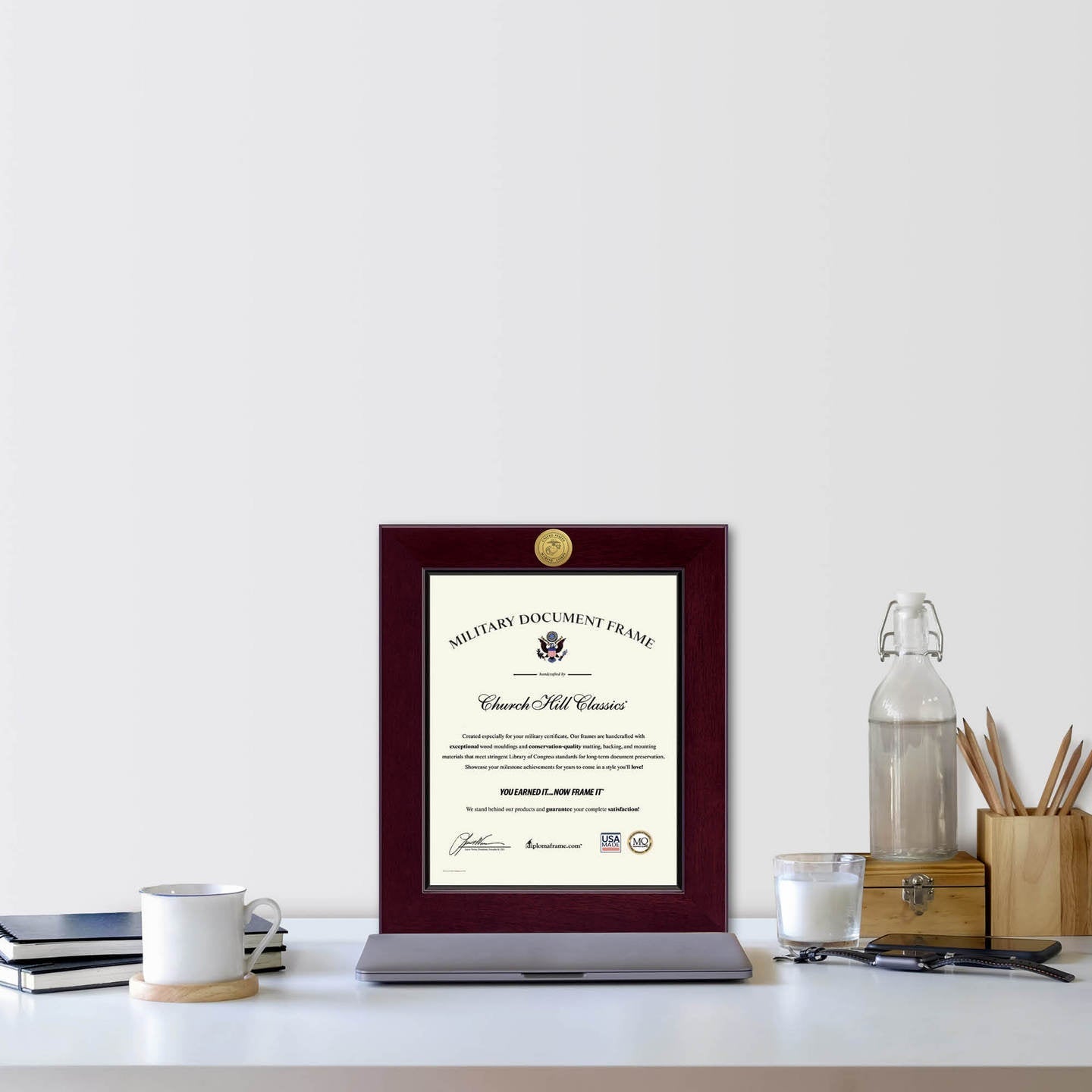 United States Marine Corps Century Gold Engraved Certificate Frame (Vertical)