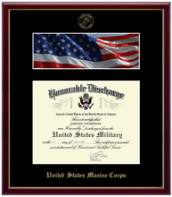 Load image into Gallery viewer, United State Marine Corps Photo and Honorable Discharge Certificate Frame (Horizontal)