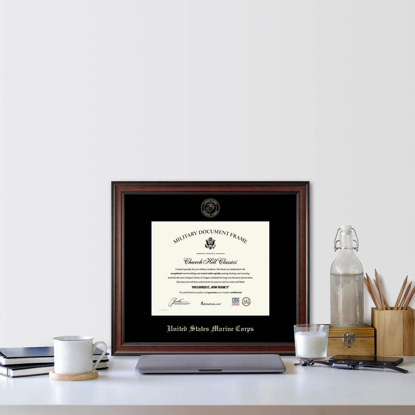 United States Marine Corps Gold Embossed Studio Certificate Frame (Horizontal)